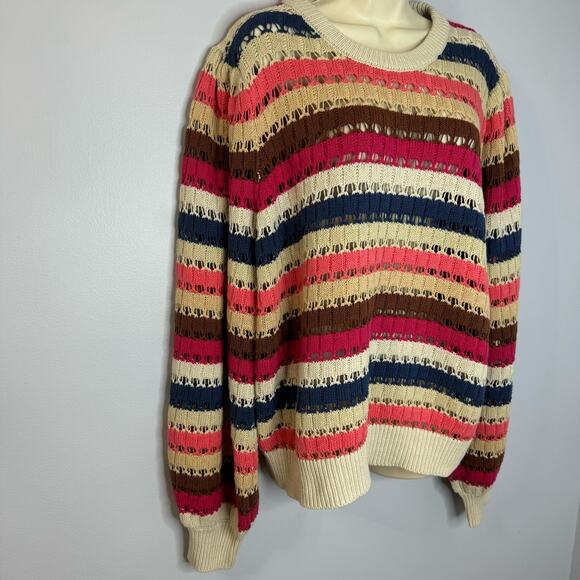 Minus Women's Mikala Long Sleeve Knit Pullover Long Sleeve Stripe Multi Relax XL - Picture 7 of 12